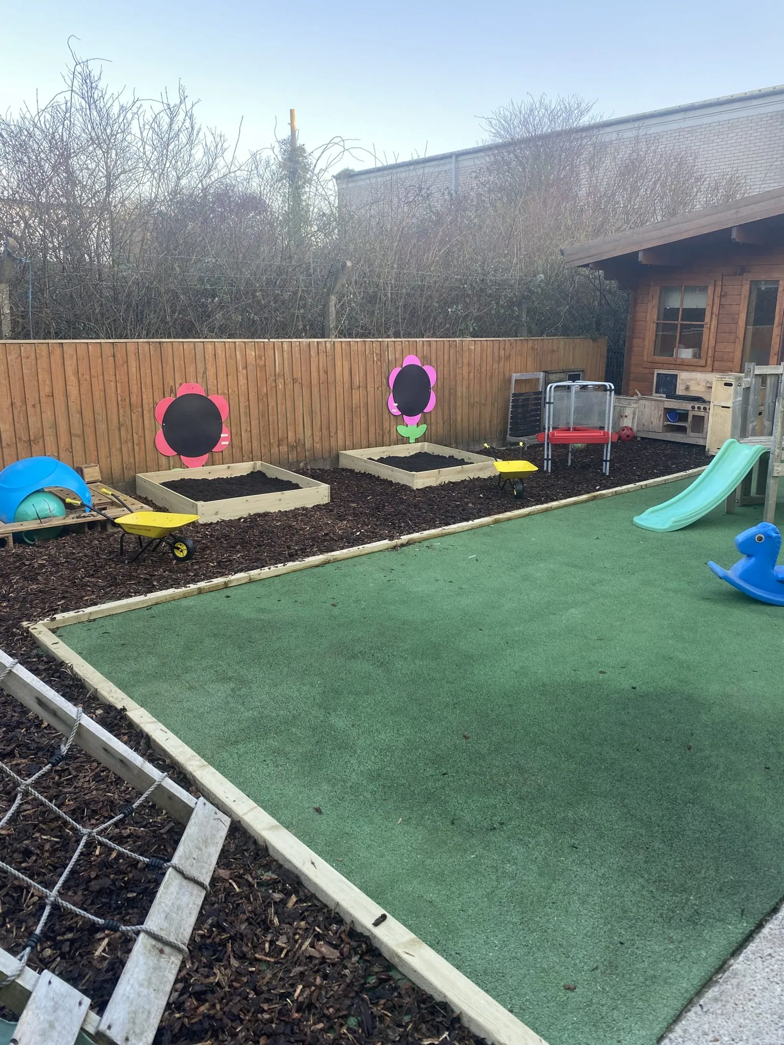 A secure outdoor area for toddlers